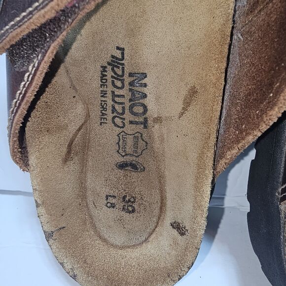 Naot Kate Brown Leathet Slide Wedge Sandals Size 39/ US 8 - Picture 2 of 10